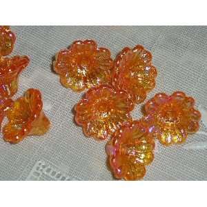  Orange AB Shimmer Wave Petunia Plastic Flower Beads Arts 