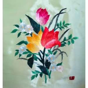    Chinese Silk Embroidery Wall Hanging Flower 