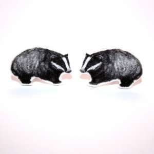 Sour Cherry Silver plated base Vintage Badger Earrings