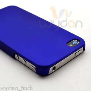New Rubberized Dark Blue Ultra Thin Hard iPhone 4G 4S Case w/ Screen 