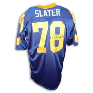  Jackie Slater Autographed Los Angeles Rams Blue Throwback 
