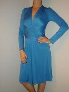   LONDON silk jersey blue Royal engagement dress US6 UK10 NEW  