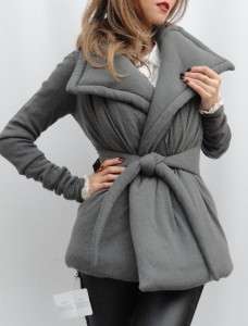   Lilies Grey Quilted Wool Blend Jacket Short Coat UK10  12 / 44  