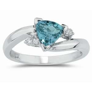  .75ct Trillion Cut Aquamarine and Diamond Ring in 14K 