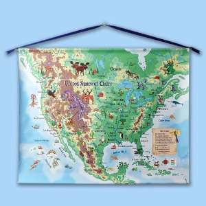  Kidlandia Whimsical USA Map Regular Canvas Scroll