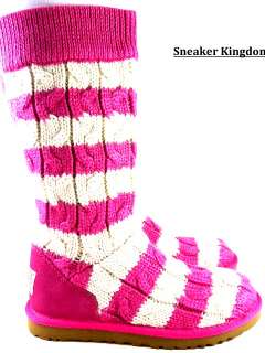 UGG Australia Classic Stripe Knit Pink/White Boot Women  