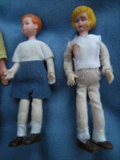 Dollhouse family vintage mom, dad, brother, sister  