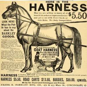  1890 Ad Antique Barkely Dog Goat Horse Harnesses Carts 