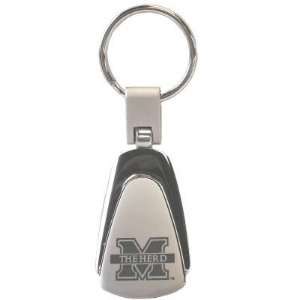   Thundering Herd Brushed Silver Tear Drop Key Chain