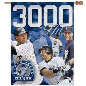 Derek Jeter New York Yankees 3000th Hit Vertical Flag 27x37 Banner 