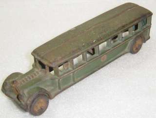 Antique Cast Iron Green Toy Bus Arcade Hubley  