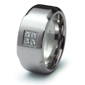  High End CZ Stainless Steel Wedding Band Ring 10mm, 9 