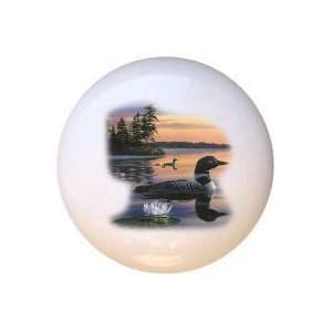  Birds Loons at Sunset Drawer Pull Knob