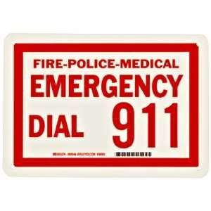   And Directional Sign, Legend Fire Police Medical Emergency Dial 911