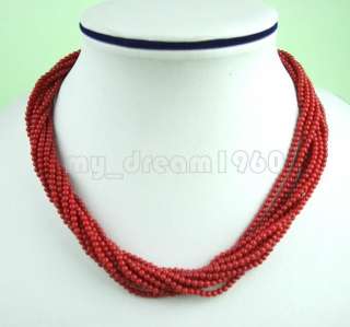 Vintage Chinese 9 STRANDS Deep Red Coral Necklace  