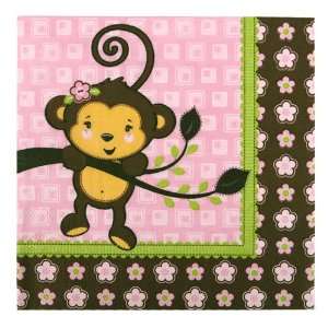  Monkey Girl   Luncheon Napkins  16 Qty/Pack   Baby Shower 