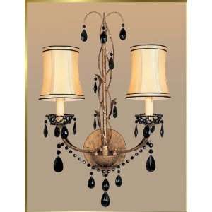 Wrought Iron Wall Sconce, JB 7076, 2 lights, Antique Gold, 15 wide X 
