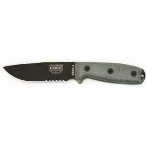 ESEE RAT Cutlery ESEE 4 Fixed 4.5 Combo Blade, Sharpened Clip Point 