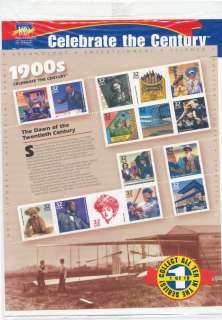 Celebrate the Century USPS Stamps   Complete Set of 10   Brand New and 