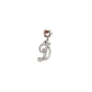  Silver tone Crystal Initial D Spring Ring Charm 