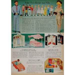  1962 Toy Ad BARBIE KEN Doll Sports Car House Bedroom 