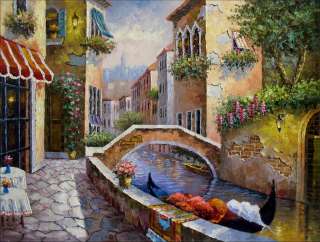 Museum Q. Hand Painted Oil Painting Venice Waterway, Italy 30x40in 