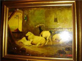 Antique GEORGES FRÉDÉRIC RÖTIG Oil Painting SHEEP, GOAT  