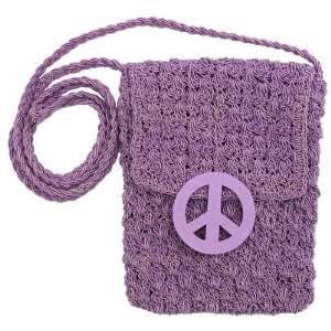  PURPLE PEACE SIGN CROCHETED HIPSTER / CROSSBODY 