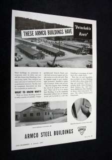 ARMCO Steel Buildings temporary construction 1953 Ad  