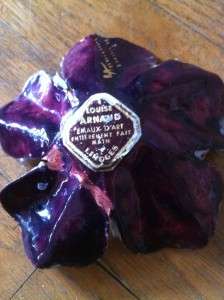 Limoges Louise Arnaud Emaux DArt Purple & Gold Floral Enamel Dish 