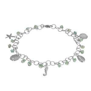   Charm Bracelet With Aqua Sterling Silver by Catherine Weitzman Jewelry