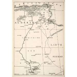  1926 Wood Engraved Map North Africa Algerie Tunisie 