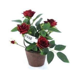   Silk Flowers diamond rose n rnd terra cotta pot 6 rd