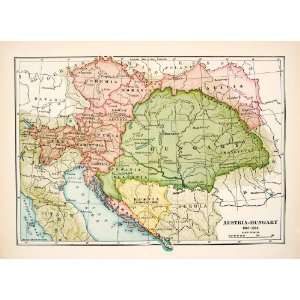  1930 Print Map Austria Hungary Croatia Galicia Moravia 
