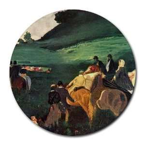  Riders in the Landscape By Edgar Degas Round Mouse Pad 