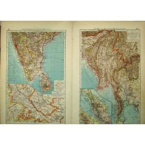  German Map Asia Ceylon Malaysia Sumatra Old Print