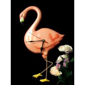 Pink Flamingo Pendulum Clock Tracy BACKORDERED 