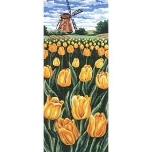  A FIELD OF YELLOW TULIPS NEEDLEPOINT CANVAS Arts, Crafts 