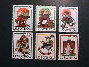 NORMAN ROCKWELL SATURDAY EVENING POST PAINTINGS ON STAMPS OF LESOTHO 