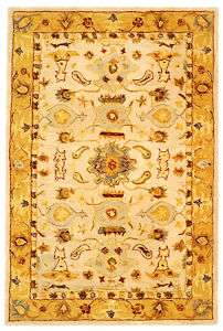 Hand tufted Tribal Ivory/ Gold Wool Carpet Area Rug 4 x 6  