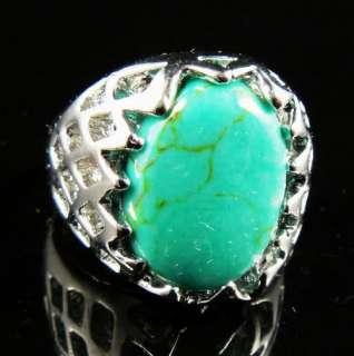 Turquoise Green Gemstone Cool Fancy Ring Size 9 ka8243  