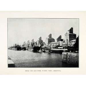   Argentina Harbor Shore Rio de la Plata   Original Halftone Print Home