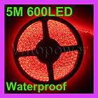   2X5M 600 SMD LED 120 led/m 3528 strip Red Light Waterproof 12V For Car
