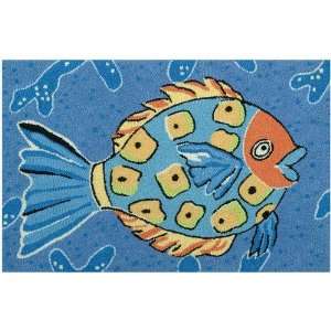  Blue Fish with Yellow Spots Tropical Area Rug