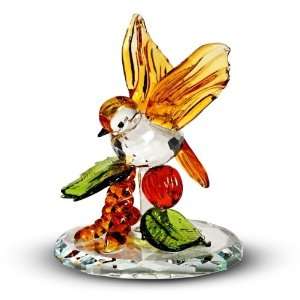  Crystal Tropical Bird w/ Fruit Figurine 