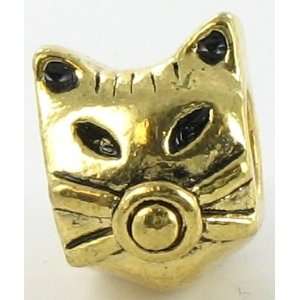   Gold Plated Cat Charm Bead for Pandora/Chamilia/Troll etc Jewelry