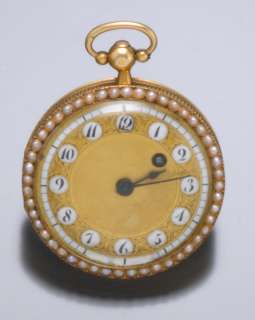 Ladys Gold & Pearl Verge Fusee Fancy Dial Pocket Watch  