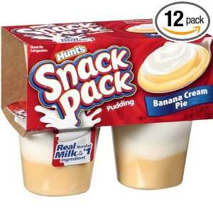 Snack Pack Banana Cream Pie Pudding, 4 Count (Pack of 12)  
