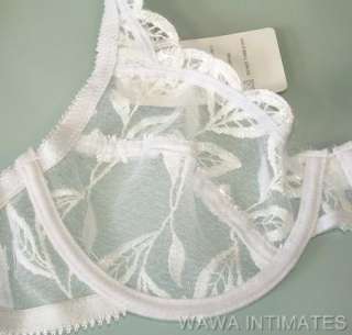 FLORAL EMBROIDERY LACE UNDERWIRE NO PADDING BRA  WHITE  
