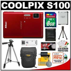   Camera (Red) with 8GB Card + Battery + Tripod + Case + Accessory Kit